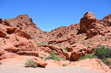 Valley of Fire in Nevada on a scorching hot day during April 2024. 