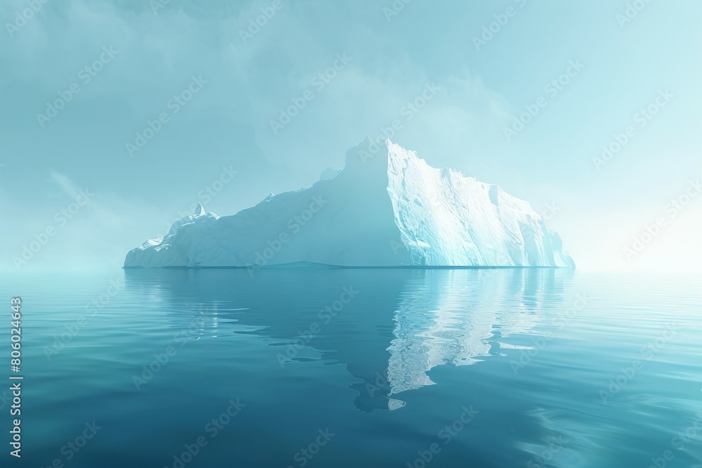 Poster a large ice block is floating in the ocean. business concept