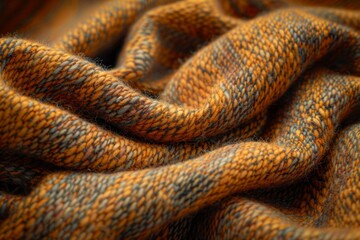 A piece of orange and brown fabric with a lot of texture