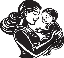 Mother and baby. Motherhood.Vector illustration in white background