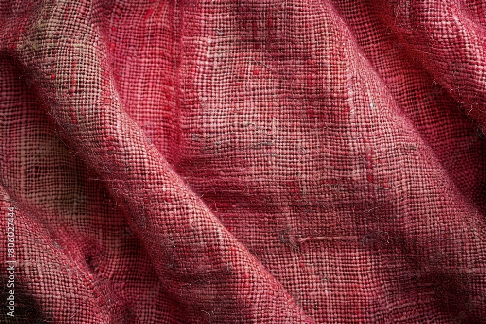 Poster a red fabric with a pattern of squares and triangles