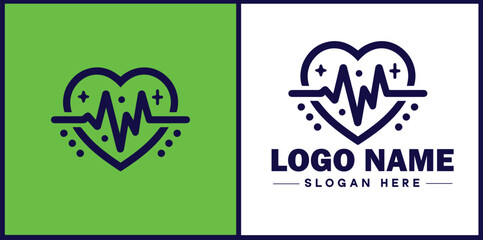 Heart with pulse icon Heartbeat icon Cardiogram symbol Pulse sign flat logo sign symbol editable vector