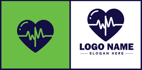 Heart with pulse icon Heartbeat icon Cardiogram symbol Pulse sign flat logo sign symbol editable vector