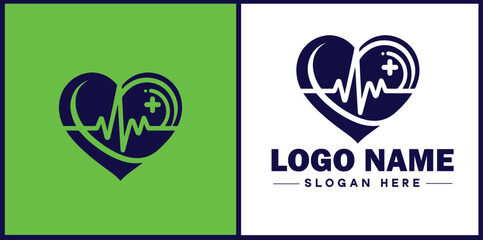 Heart with pulse icon Heartbeat icon Cardiogram symbol Pulse sign flat logo sign symbol editable vector