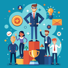 business people with bubbles, Leadership and team motivation graphics.