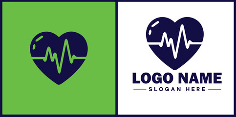 Heart with pulse icon Heartbeat icon Cardiogram symbol Pulse sign flat logo sign symbol editable vector