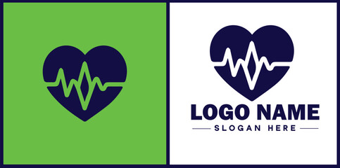 Heart with pulse icon Heartbeat icon Cardiogram symbol Pulse sign flat logo sign symbol editable vector