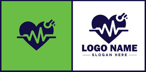 Heart with pulse icon Heartbeat icon Cardiogram symbol Pulse sign flat logo sign symbol editable vector