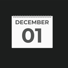 December 1 calendar reminder. 1 December daily calendar icon template. Calendar 1 December icon Design template. Vector illustration
