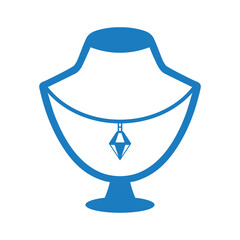 Jewel, gem, necklace icon. Blue color design.