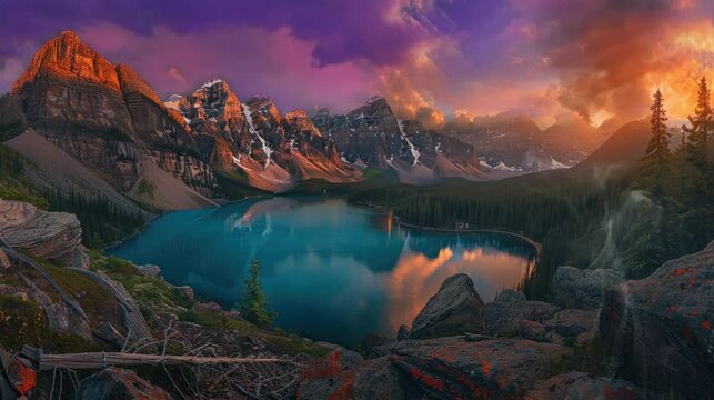 The beautiful lake view, a combination of nature and mountains, is very amazing. seamless looping time-lapse virtual 4k video Animation Background.