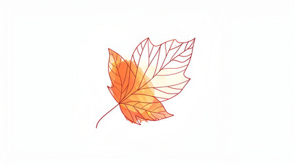 cute single hand-drawn watercolor red tree leaf,  autumn leaf on a white background for decorating autumn postcards, banners, invitations, Texture background, pattern, Autumn colorful maple leaves