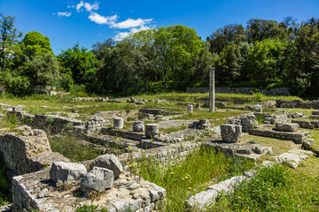 The remains of Cemenelum - a basilica, baths and amphitheater are located on the hill of Cimiez, the ancient Roman city of Cemenelum. Nice, France. 