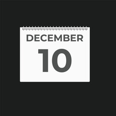 December 10 calendar reminder. 10 December daily calendar icon template. Calendar 10 December icon Design template. Vector illustration
