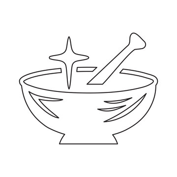 recommend clip art: Pestle, mortar, cooking outline icon. Line art vector.