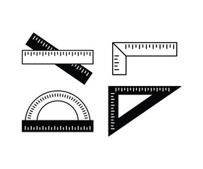 ruler school education business icon vector design simple black white flat illustration collections sets isolated