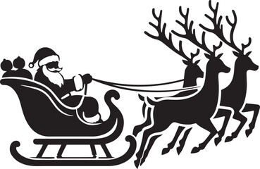 Christmas Santa clause riding his sleigh vector illustration.