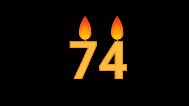 74 Number Cake with Flame Animation