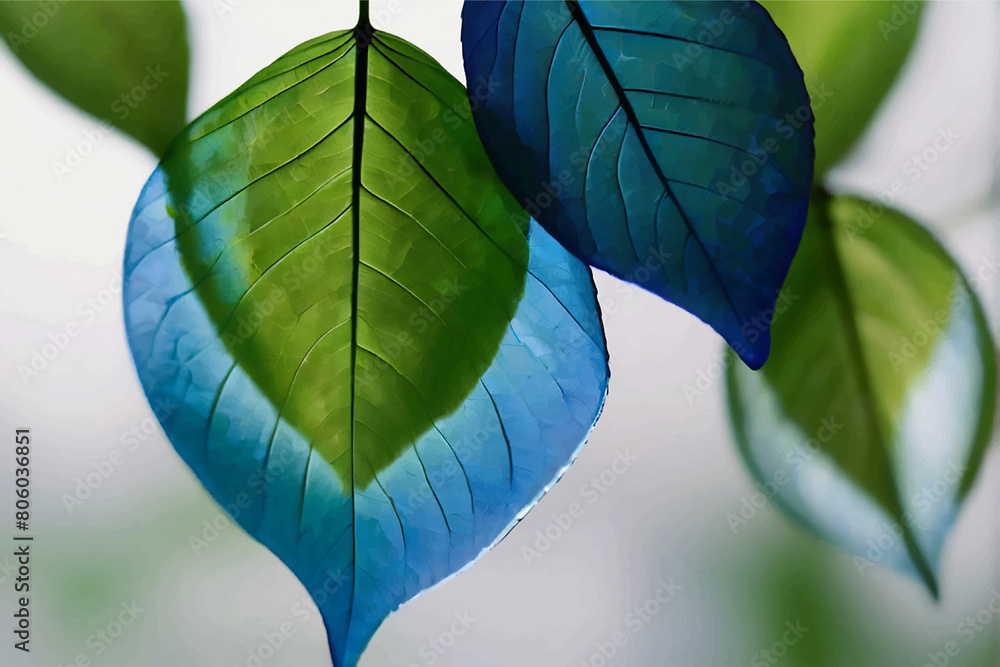 Wall mural fresh green young leaves shining with sunlight