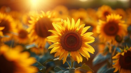 Fototapeta premium Yellow sunflowers, sunflowers, sunflower field.