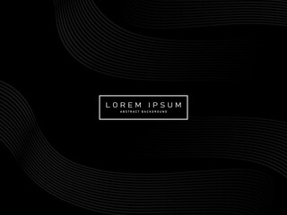 Black abstract background design. Modern wavy lines (guilloche curves) pattern in monochrome colors. Premium line texture for banner, business background.