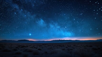 Desert horizon under starry night