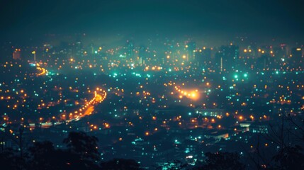 Glowing city lights from afar