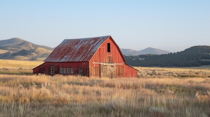 Obraz premium Rustic barn in open prairie