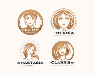 Vector elegant beauty woman salon logo design collections for company 