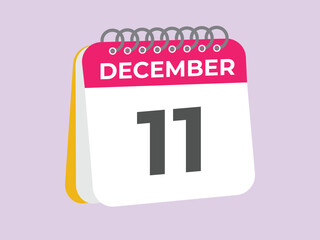 December 11 calendar reminder. 11 December daily calendar icon template. Calendar 11 December icon Design template. Vector illustration
