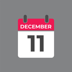 December 11 calendar reminder. 11 December daily calendar icon template. Calendar 11 December icon Design template. Vector illustration
