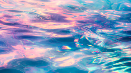 iridescent colorful water surface with light reflections