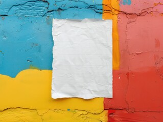 white paper against a colorful wall