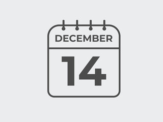 December 14 calendar reminder. 14 December daily calendar icon template. Calendar 14 December icon Design template. Vector illustration
