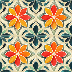 Fototapeta premium Simple geometric tile patterns in beautiful jewel tone colors, repeating pattern