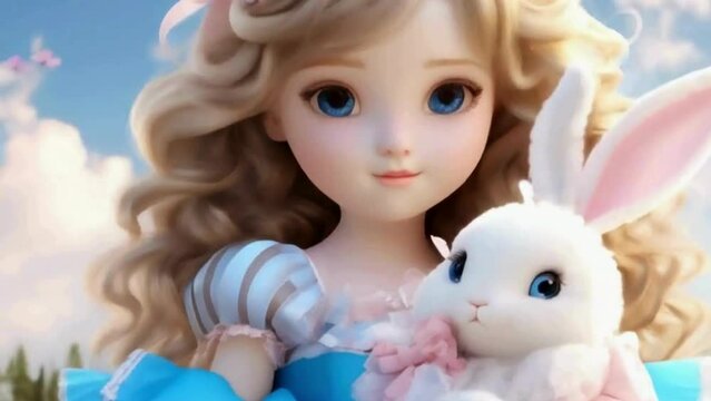 girl with rabbit