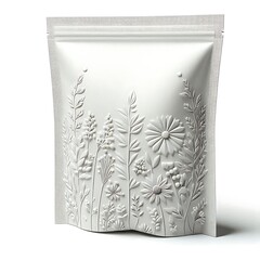 white doypack, isolated on white background.