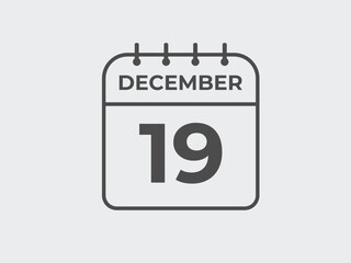 December 19 calendar reminder. 19 December daily calendar icon template. Calendar 19 December icon Design template. Vector illustration
