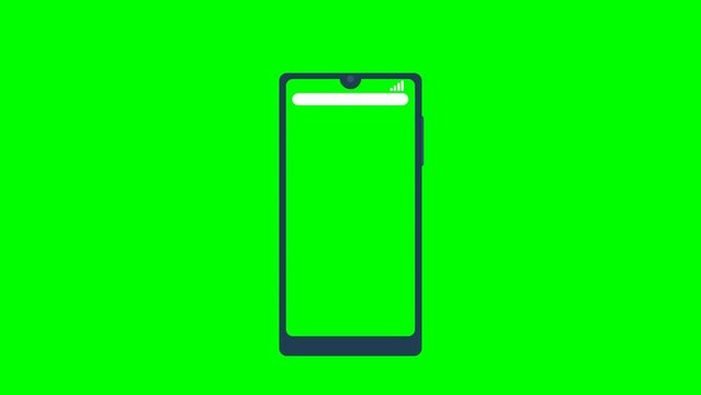 Mockup smartphone on green transparent for infographic business website design app. Object in the center of the screen increases in society and returns to its form again. 2d animation. Alpha channel