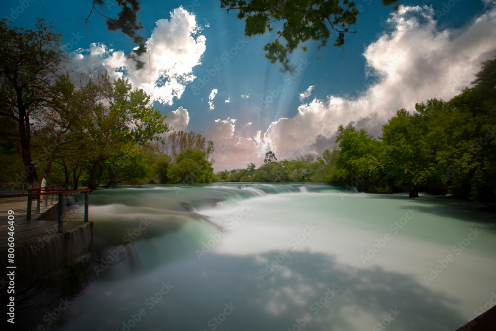 Wall mural manavgat waterfall in turkey. it is very popular tourist attraction. - Wall murals