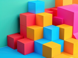 Obraz premium abstract cube 3D visualization software algorithm