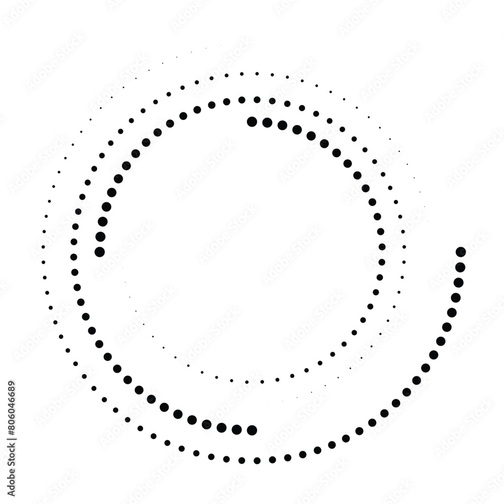 Aufkleber circle dotted speed lines, halftone dots in circle form on white background, halftone circle frames,