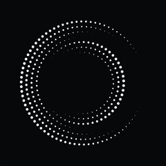 Circle dotted speed lines, halftone dots in circle form, abstract round halftone circle frames, vector dotted frame, vector illustration