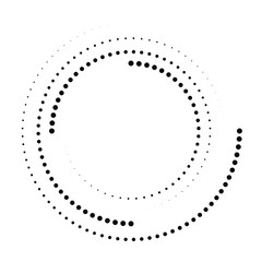 Circle dotted speed lines, halftone dots in circle form on white background, halftone circle frames, vector dotted frame, vector illustration