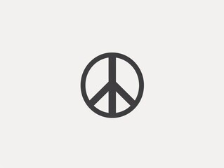 peace symbol, black and white simple logo 