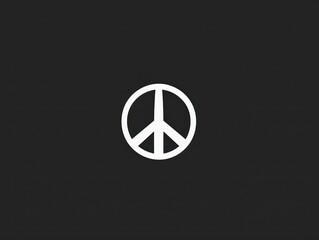 peace symbol, black and white simple logo 