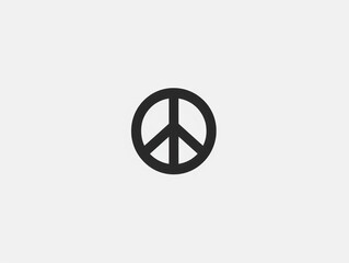 peace symbol, black and white simple logo 