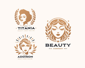 Obraz premium Vector elegant beauty woman salon logo design collections for company