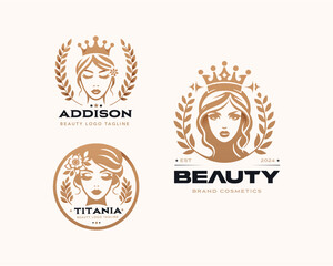 Vector elegant beauty woman salon logo design collections for company