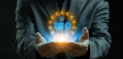 ISO icon. International Organization for Standardization sign and symbol. Requirements,...